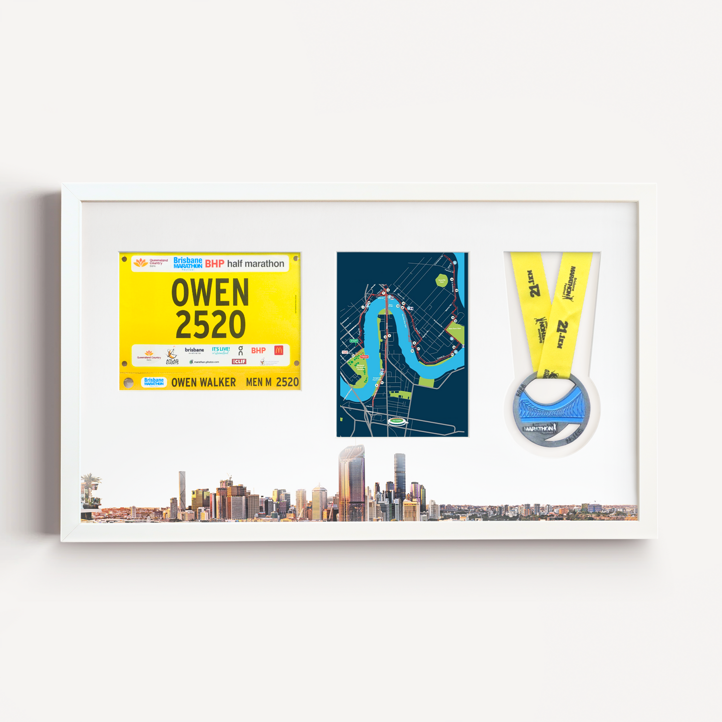 Brisbane Medal, Race Map, Bib Display Frame - Official