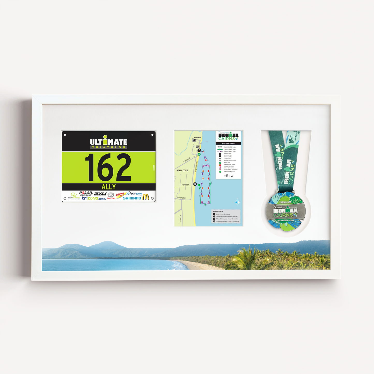Cairns Medal, Race Map and Bib Display Frame - Official
