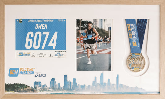 Gold Coast Medal, Race Map & Bib Display Frame - Official