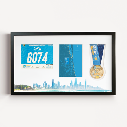 Gold Coast Medal, Race Map & Bib Display Frame - Official