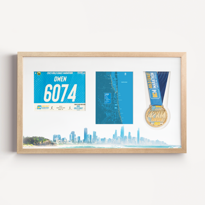 Gold Coast Medal, Race Map & Bib Display Frame - Official