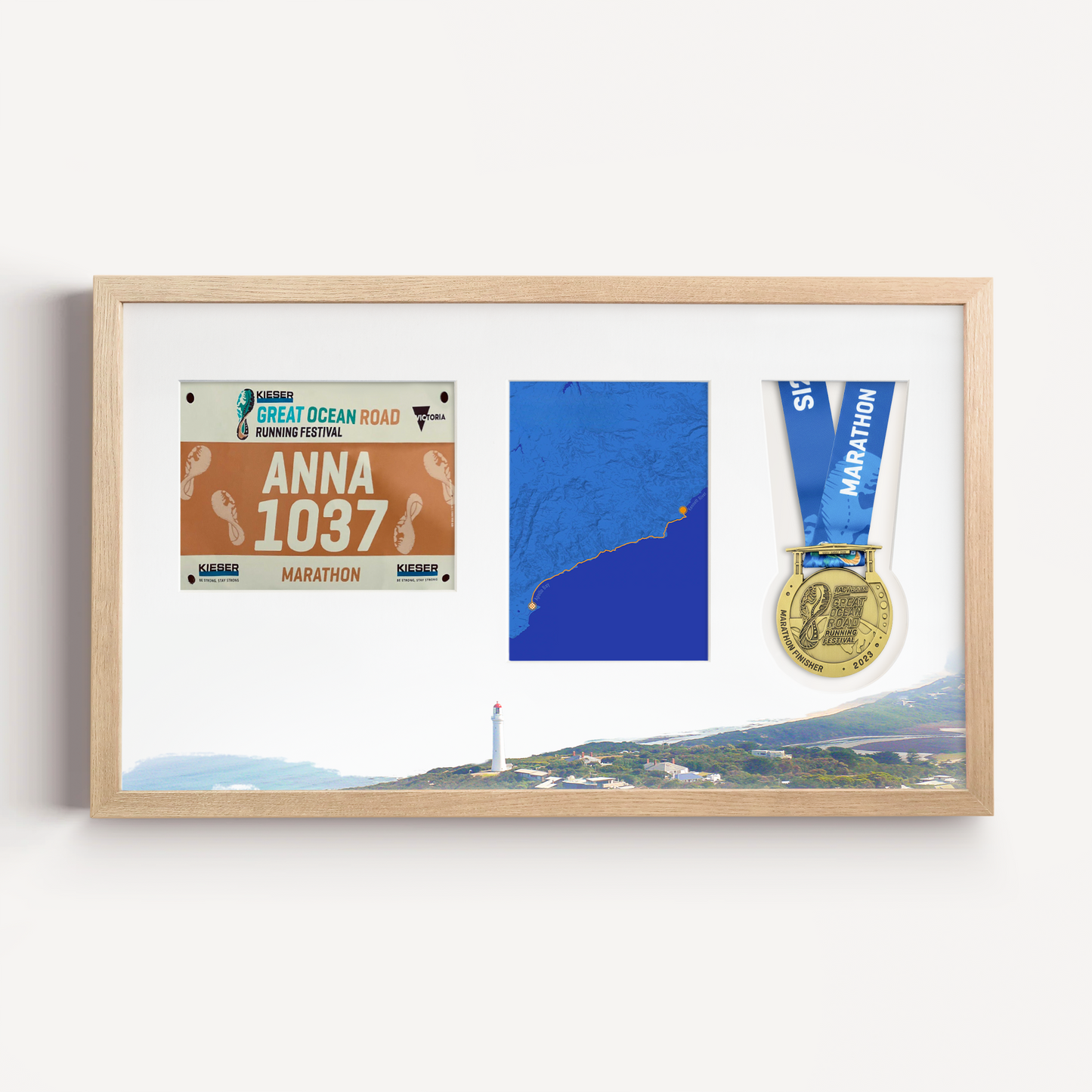 Great Ocean Road Medal, Race Map & Bib Display Frame - Official