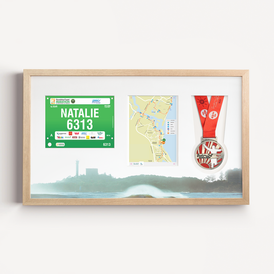 Sunshine Coast Medal, Race Map & Bib Display Frame - Official