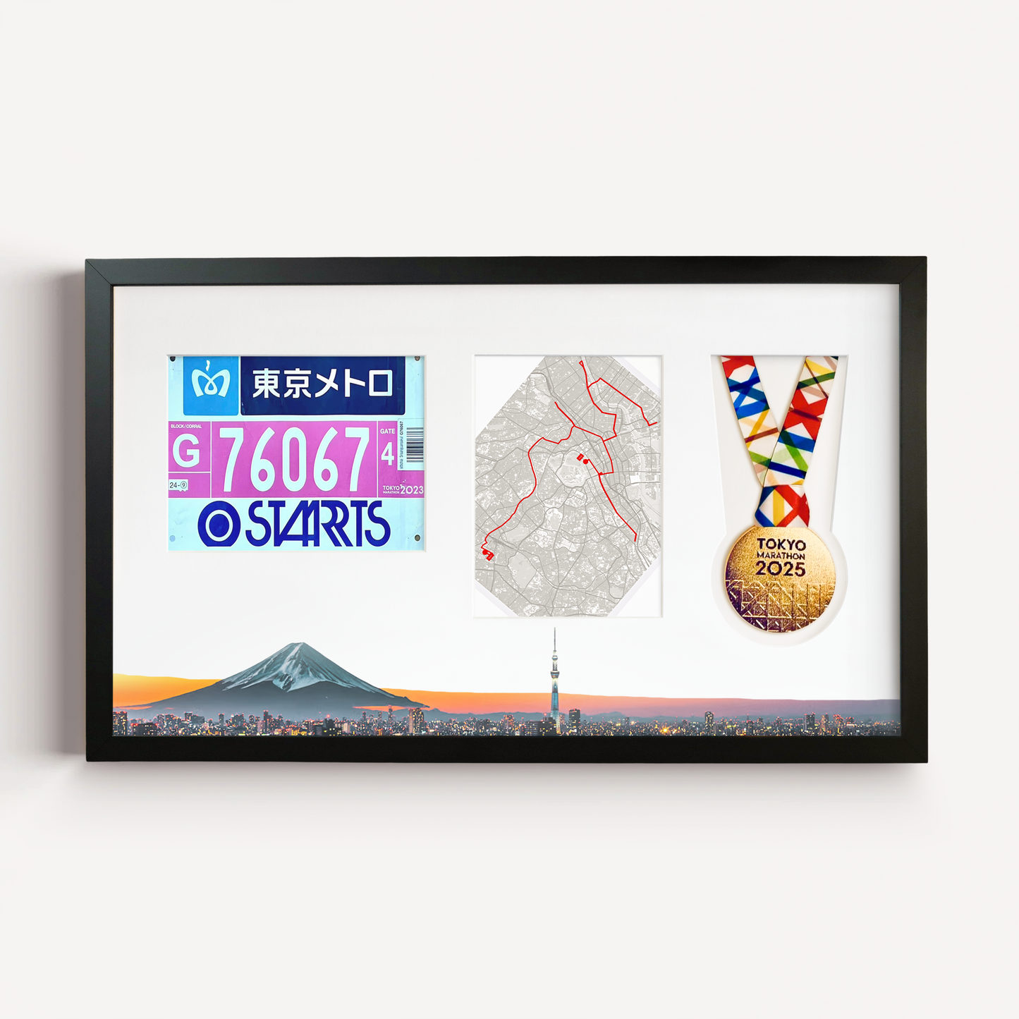 Tokyo Medal, Race Map & Bib Display Frame - Official